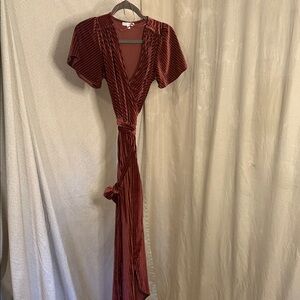 Baltic Born Deep Red Velvet Wrap Dress